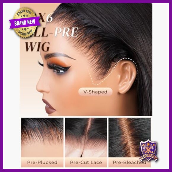 13x6 Lace Front Human Hair Wig 210% Density Glueless Pre Plucked
